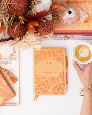 Personal growth New Beginnings Diary in Citrine Dream by Intrinsic featuring habit tracking, goal planning & inspirational quotes from Adèle Basheer.