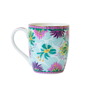Intricate hand-illustrated pattern on the blue and purple ceramic Mum mug by Intrinsic with inspirational quote and sparkling gold