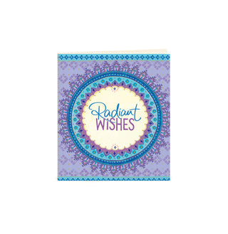 Australian Brand Intrinsic Radiant Wishes motivational Gift Tag for best wishes, good luck and gift packs for her. Patterned present tag with lilac and blue on a bohemian design, with gold foil. Inspirational occasion swing tag for joy, birthdays and celebratory wishes with heartfelt quote by Adele Basheer. Blank Inside for your message.