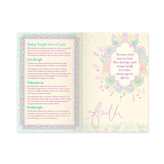 Inspirational Intrinsic A5 Healing Thoughts Guided Journal inner pages - guided journaling information with tips for beginners, to build strength, face fears and use healing tools. Monthly insights to check in on the healing journey through grief, job loss, divorce, mental health and hardship.