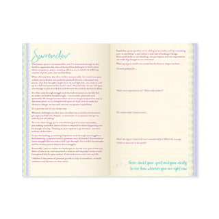 Inspirational Intrinsic A5 Guided Healing Thourghts Journal inner pages - guided journaling prompts for self-discovery, to rise up above life’s challenges. Moving through the struggle of dark moments with resilience, to find meaning and peace.