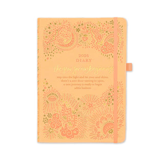Intrinsic Year for New Beginnings Diary Planner in Citrine Dream, with weekly organiser pages, soulful journaling prompts & uplifting inspiration for Australia and New Zealand.
