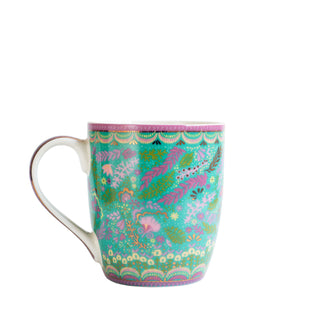 Inspirational ceramic coffee mugs with motivational message, bohemian pattern and gold foiling -