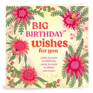 Intrinsic Greeting Card - colourful birthday card with floral illustrations and bees - Birthday card for family, friend, Mum, Sister, Aunt, Girlfriend - Made in South Australia