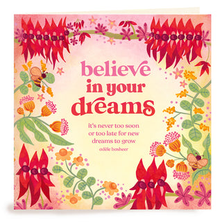 Intrinsic Motivational Greeting Card - Red, Green and Orange greeting card with floral illustrations and bees - Made in South Australia