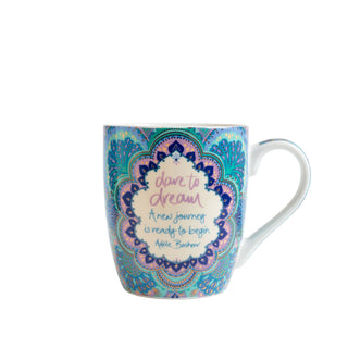 Inspirational ceramic coffee mugs with motivational message, bohemian pattern and gold foiling - South Australian business