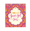Australian Brand Intrinsic Good Luck You've Got This Gift Tag to inspire in gifts for her and personalised gifts. Red, pink and orange bohemian patterned present tag with gold foil for strength. Inspirational good luck swing tag with heartfelt quote by Adele Basheer. Blank Inside for you message. 