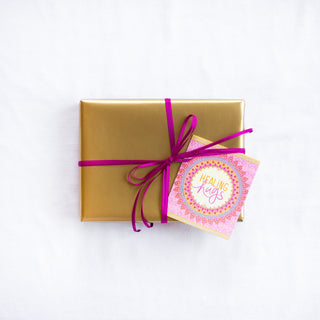 Intrinsic Healing Hugs Gift Tag with blank inside. Unique colourful gift label with gold foil and inspirational quote on cover by Adele Basheer. Heartfelt present tag for comfort in challenging times of grief, death and loss.
