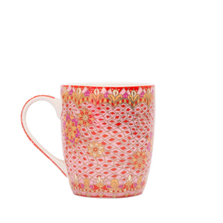 Intrinsic Hello Gorgeous Inspirational quote coffee mug. Designed in South Australia. Colourful design with real gold, pink, red, orange and purple patterns.