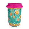 Turquoise and Hot Pink Ceramic Keep Cup