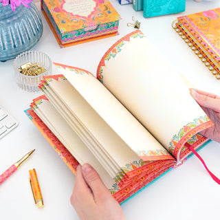 Intrinsic Orange and Turquoise Stationery Live Life Wonderful A5 Journal