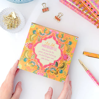 Australian Intrinsic Adèle Basheer's inspirational stationery - orange and gold note cube with 250 blank memo notes