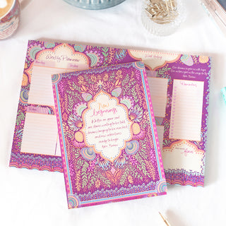 Inspirational purple stationery - weekly planner and notepad