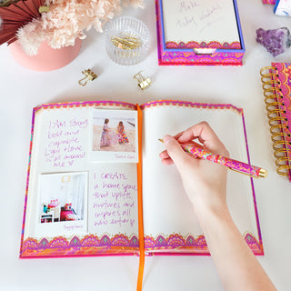Australian Intrinsic magenta pink + purple Rise Strong A5 blank Notebook - inspiring office stationery with Adèle Basheer inspiring quote
