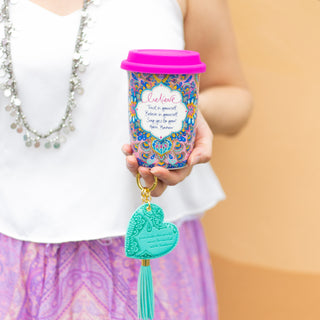 Inspirational ceramic reusable coffee cup