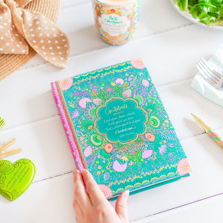 Inspirational Australian stationery brand Intrinsic - A5 aqua Guided Gratitude Journal with inspiring quote by Adèle Basheer on cover