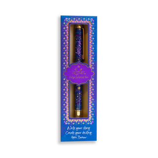 Gift Boxed Destiny Rollerball pen - thoughtful gift for astrology and space lovers - navy design with gold stars