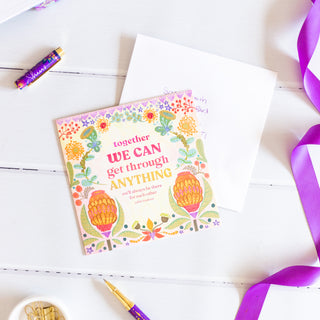 Adèle Basheer Quote Greeting Card with heartfelt message of love and support - Blank inside, colourful cover with flowers and bee - Made in South Australia