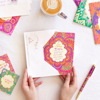 Intrinsic gold foiled beautiful greeting card for all occasions. Pink and red heartfelt greeting card with blank inside. Greeting card for someone special, card for someone going through hard times, burn out.