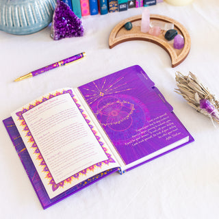 Inspirational purple and gold stationery by Intrinsic - A5 Guided Soul Journal for personal growth, development and life coaching