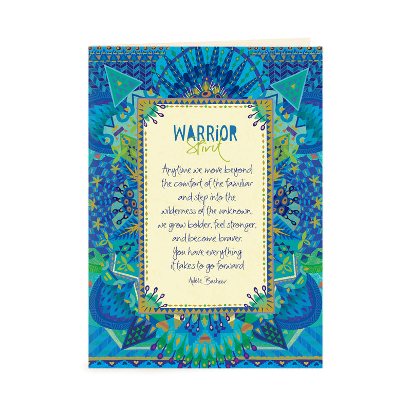 Intrinsic Blue Warrior Spirit Greeting Card with Inspirational Quote