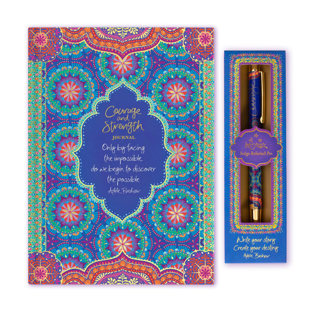Perfect for back to work, school & uni, Intrinsic's Courage & Strength Journaling Starter Bundle with journal and pen will fuel a journaling passion or ignite a soulful journaling journey! 