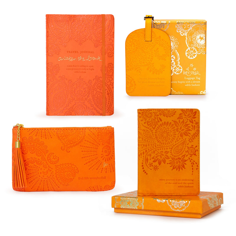 Intrinsic soft vegan leather orange essential purse - large orange coin purse with zip and orange tassel keychain - designed in South Australia