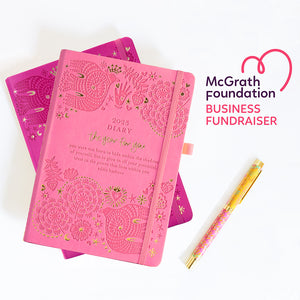 McGrath Foundation pink diary with Intrinsic breast cancer awareness