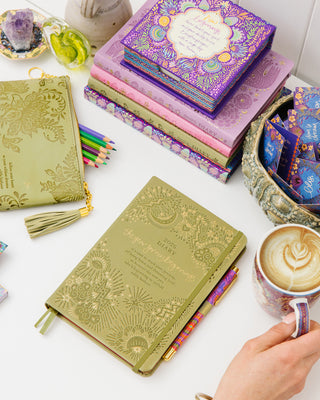 Inspirational Olivine Year for New Beginnings Diary organiser by Intrinsic with soulful prompts & daily inspiration to awaken dreams, set intentions & create a life you love.