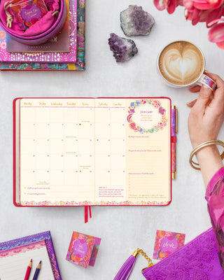 *PRE-ORDER* 2027 Diary Planner | Radiant Ruby Red | Year to Live Bravely