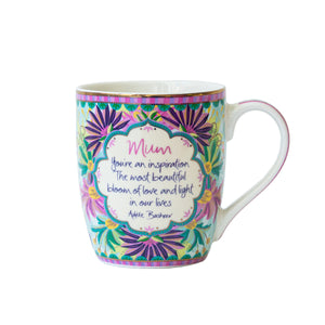 Intrinsic Adèle Basheer blue, green and purple mum mug with mother quote, adorned with sparkling gold foil