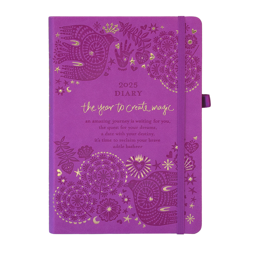 2025 Berry Pink Purple Diary with vegan leather cover by Australian stationery brand