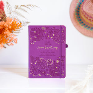 New Zealand 2025 purple diary planner organiser for goals, habits, intentions, journaling and self care