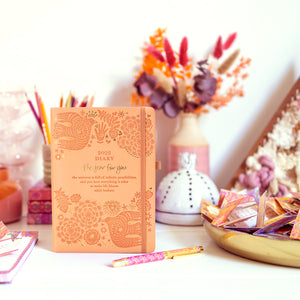 2025 soft orange beige diary with journaling and organiser