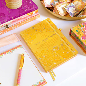 Adele Basheer yellow 2025 Diary Planner for joy and happiness with inspirational quotes