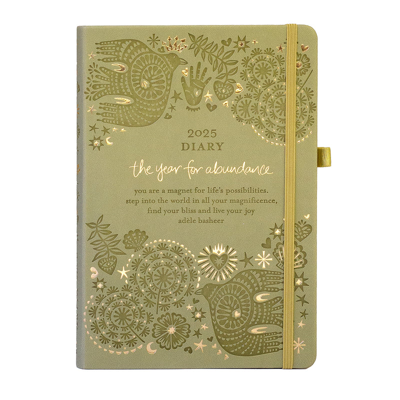 Intrinsic 2025 Olivine Green Diary Planner Organiser with Adèle Basheer quotes