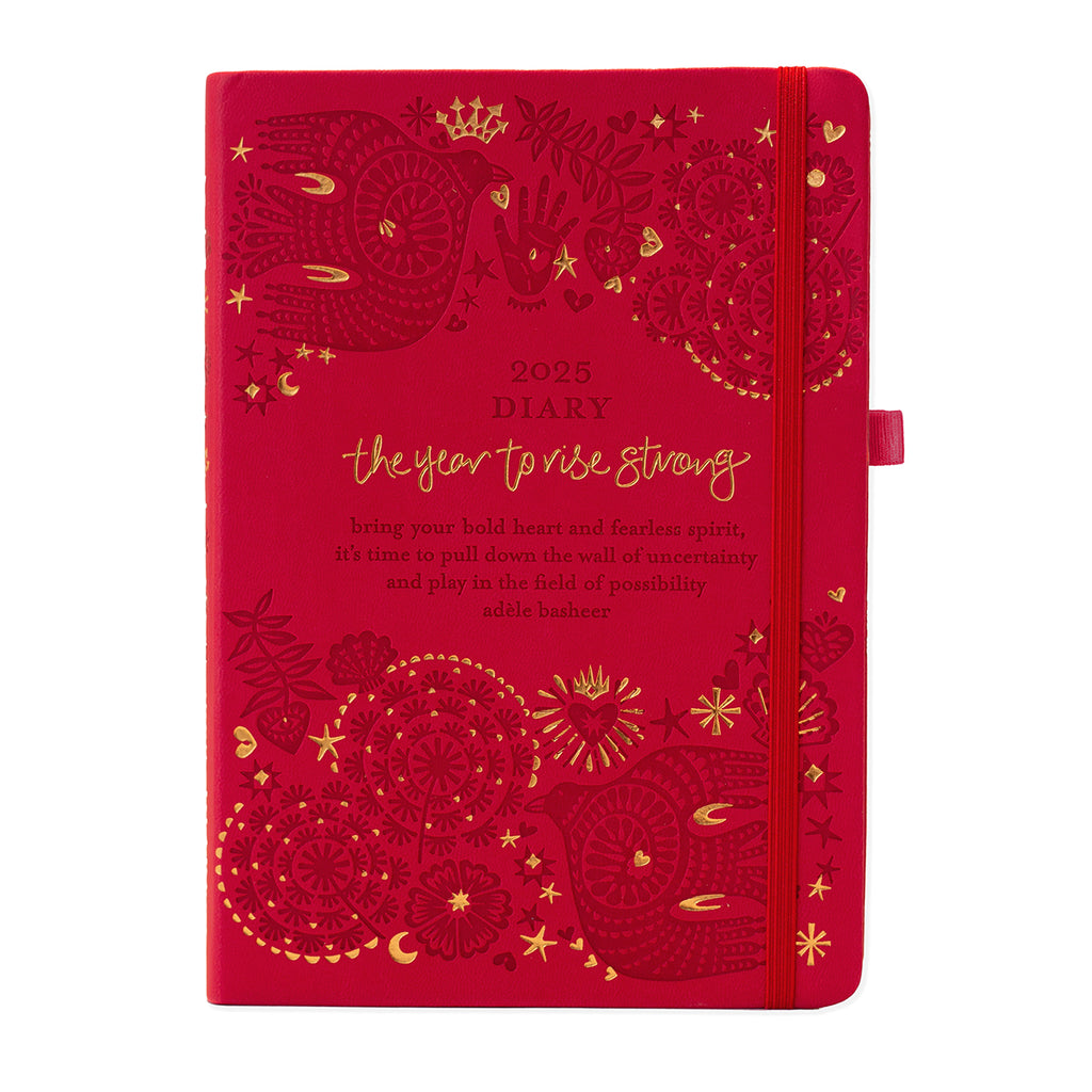 2025 Diary Planner | The Year to Rise Strong - Radiant Ruby Red