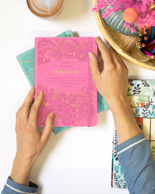 Pale pink 2027 Diary Planner with inspirational quotes and affirmations