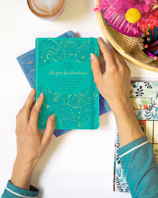 2027 Aqua Turquoise Teal Diary Planner with inspirational quotes and affirmations