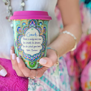 Intrinsic Hot Pink & Turquoise Coffee Travel Coffee and Tea Keep Cup 