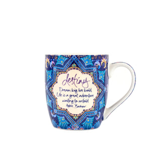 Gift for soul seekers and zodiac lovers - star print navy ceramic mug with inspirational quote