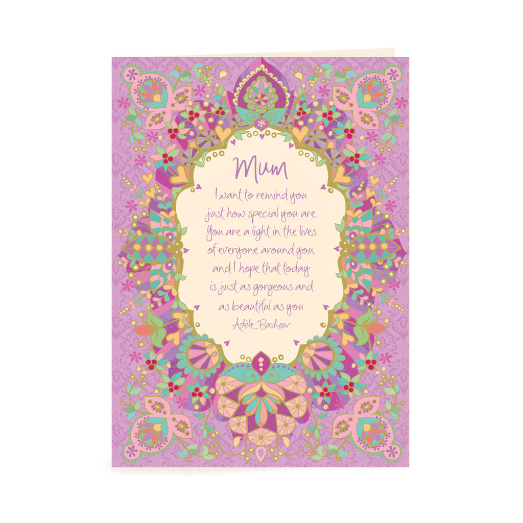 Intrinsic Mum Greeting Card with heartfelt words and quote for mum - Designed in South Australia - purple card with gold foiling