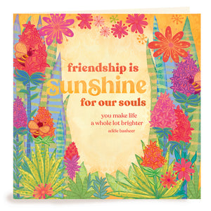 Intrinsic Friendship Greeting Card - multicoloured greeting card with floral illustrations and bees - Made in South Australia 