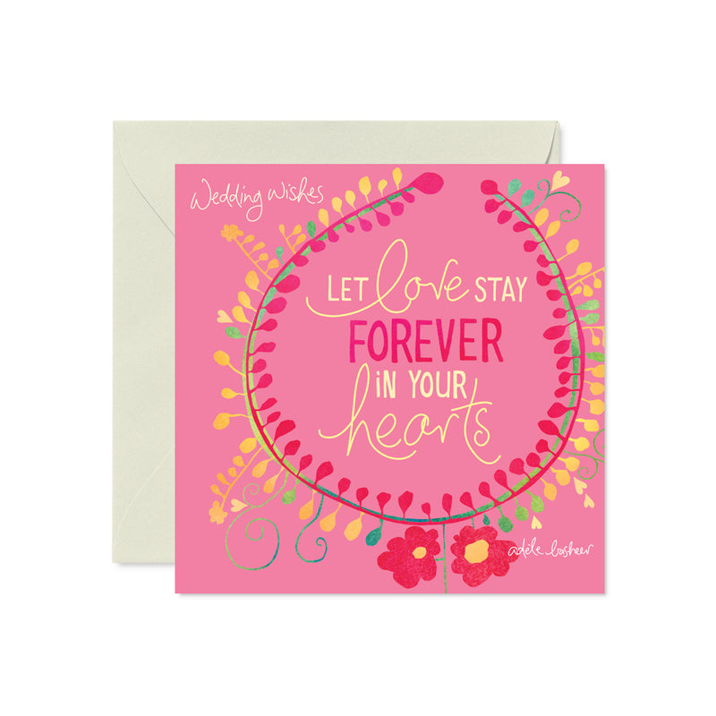 Pink Wedding Wishes Greeting Card