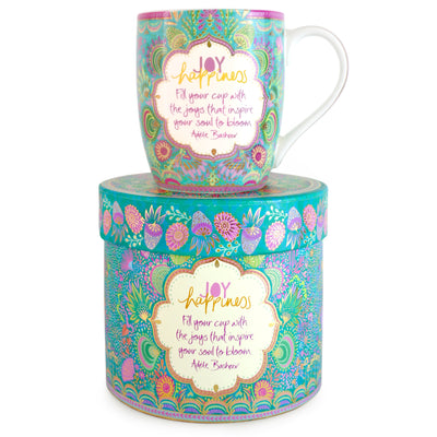 Inspirational colourful mugs and cups - Joy & Happiness Ceramic Gift Boxed Coffee Mug - colourful gifting mugs 