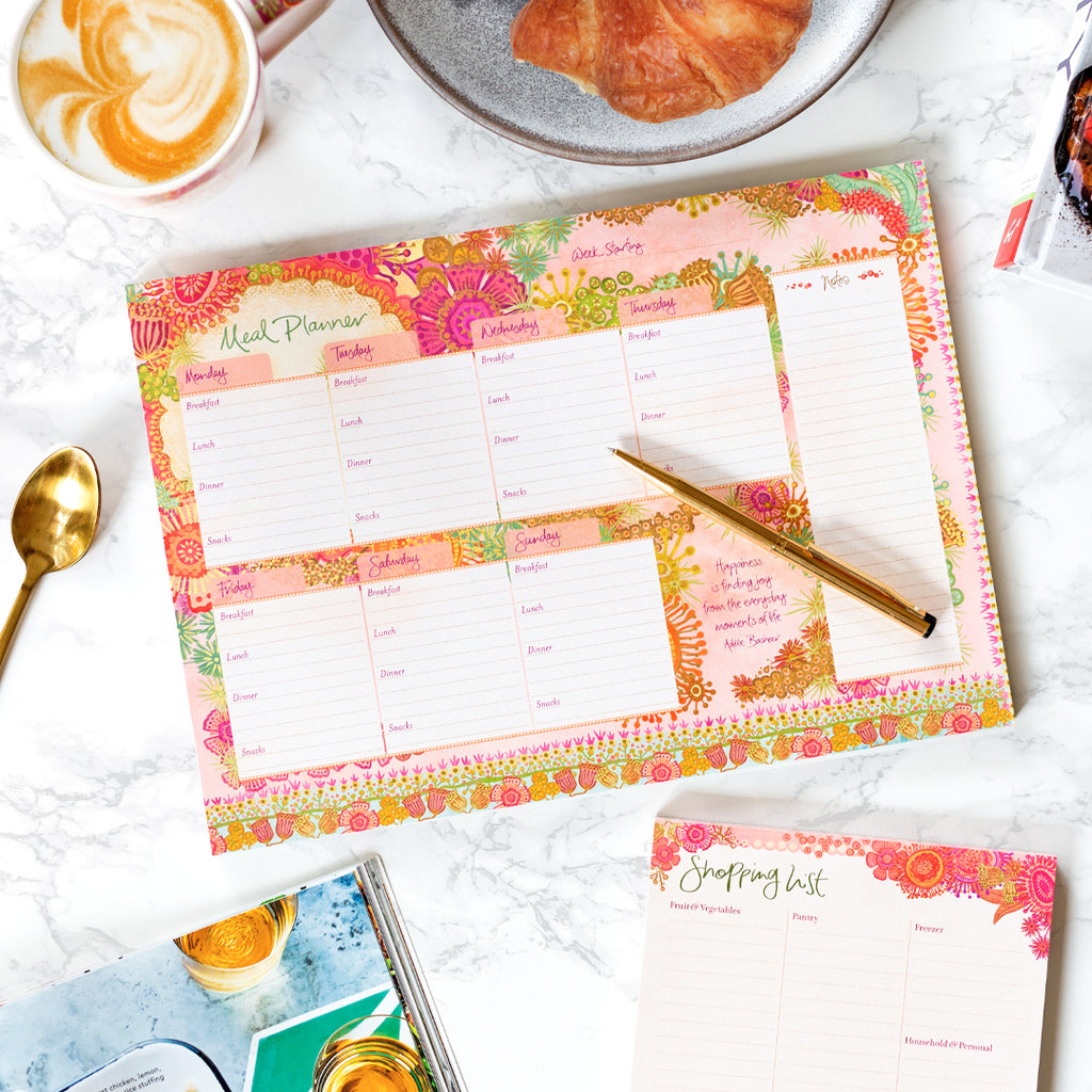 Meal Planner and Shopping list by Australian inspirational stationery brand Intrinsic