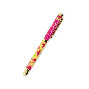 Hot Pink and Yellow Patterned Intrinsic Rollerball Pen with Indigo Purple Ink