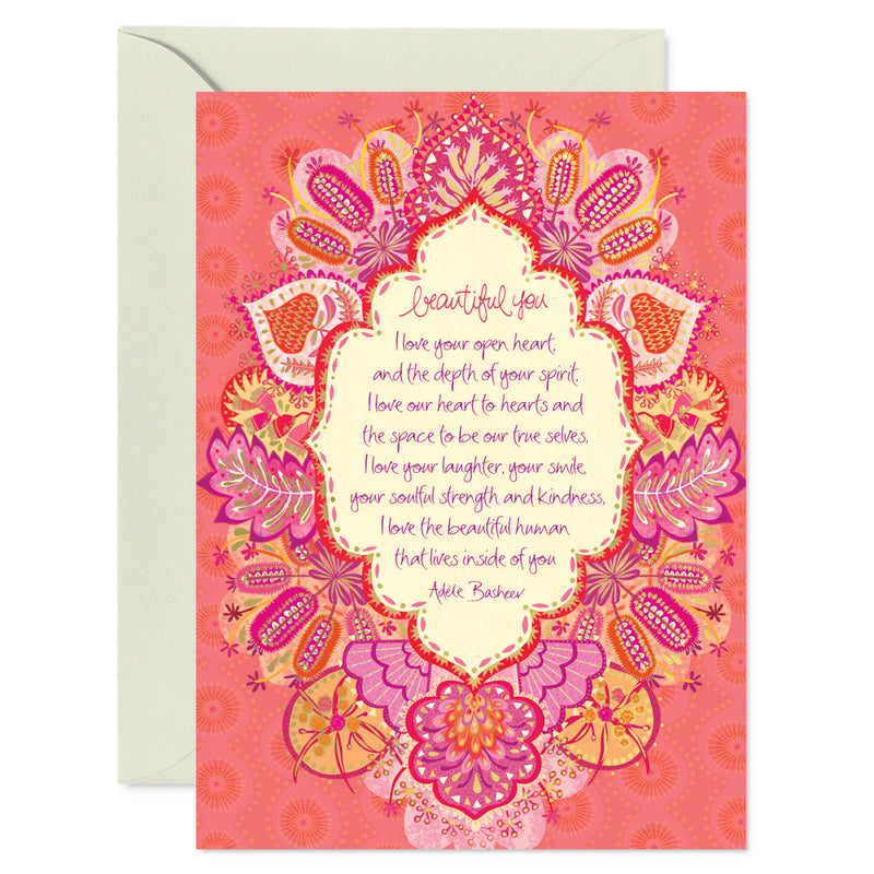 Intrinsic Coral Love and Friendship Greeting Card by Adele Basheer