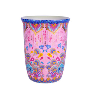 Pink Patterned Ceramic Coffee Travel Mug