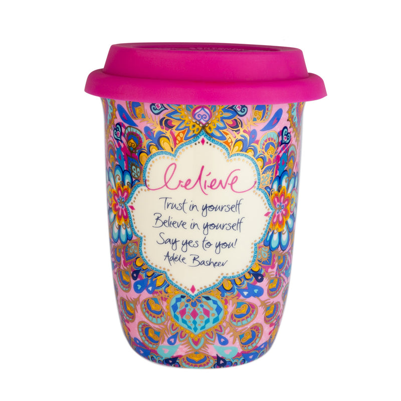 Inspirational ceramic reusable coffee cup 